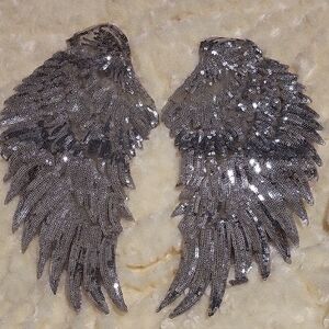 Silver Sequin Angel Wing Patches